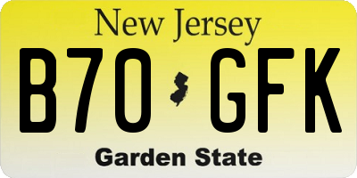 NJ license plate B70GFK