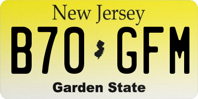 NJ license plate B70GFM