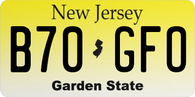 NJ license plate B70GFO