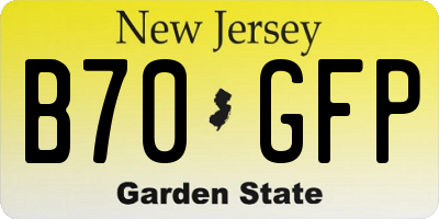 NJ license plate B70GFP