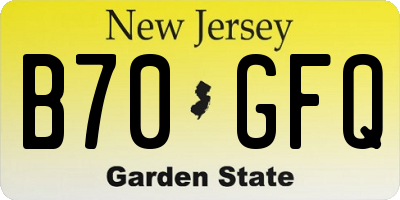NJ license plate B70GFQ