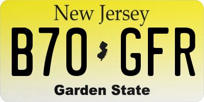 NJ license plate B70GFR