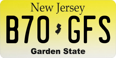 NJ license plate B70GFS