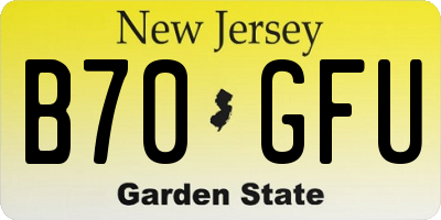 NJ license plate B70GFU