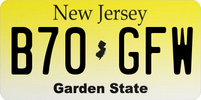 NJ license plate B70GFW