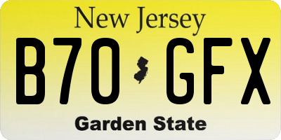 NJ license plate B70GFX
