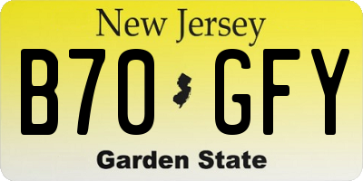 NJ license plate B70GFY
