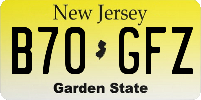 NJ license plate B70GFZ