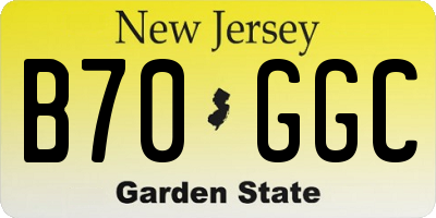 NJ license plate B70GGC