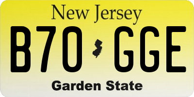 NJ license plate B70GGE