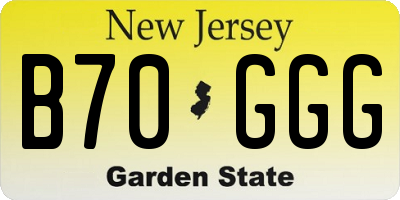 NJ license plate B70GGG