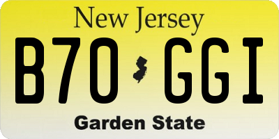 NJ license plate B70GGI