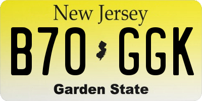 NJ license plate B70GGK