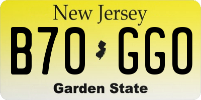 NJ license plate B70GGO
