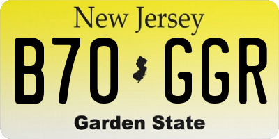 NJ license plate B70GGR