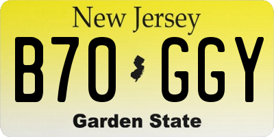 NJ license plate B70GGY