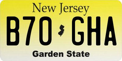NJ license plate B70GHA