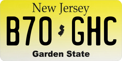 NJ license plate B70GHC