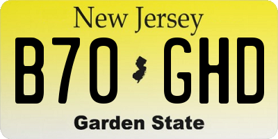 NJ license plate B70GHD