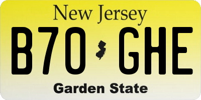 NJ license plate B70GHE