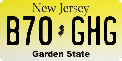 NJ license plate B70GHG