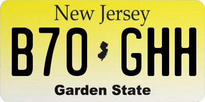 NJ license plate B70GHH