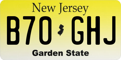NJ license plate B70GHJ
