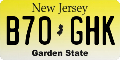 NJ license plate B70GHK