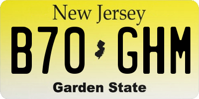 NJ license plate B70GHM