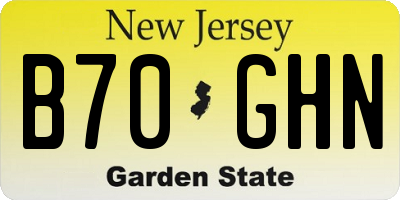 NJ license plate B70GHN