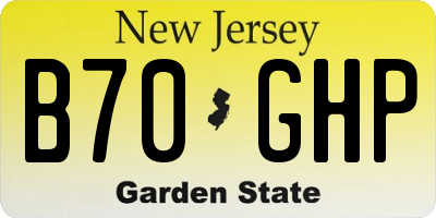 NJ license plate B70GHP