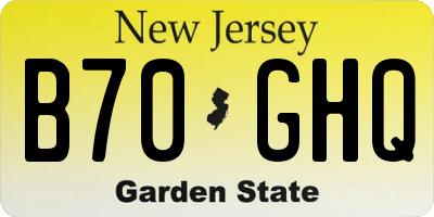 NJ license plate B70GHQ