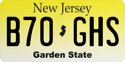 NJ license plate B70GHS