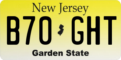 NJ license plate B70GHT