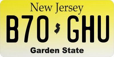 NJ license plate B70GHU