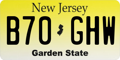 NJ license plate B70GHW