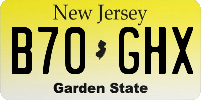 NJ license plate B70GHX