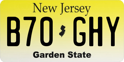 NJ license plate B70GHY
