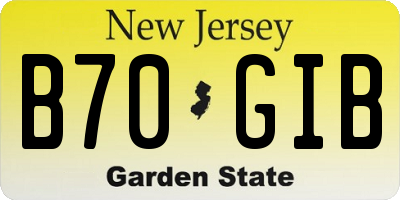 NJ license plate B70GIB