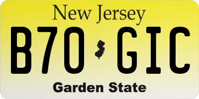 NJ license plate B70GIC