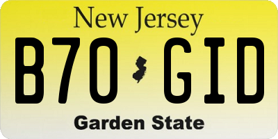 NJ license plate B70GID
