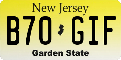 NJ license plate B70GIF