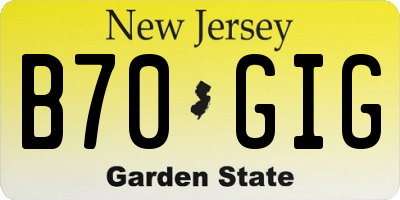 NJ license plate B70GIG