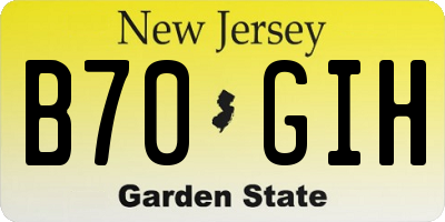 NJ license plate B70GIH