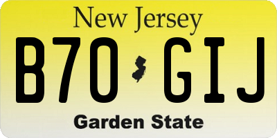 NJ license plate B70GIJ