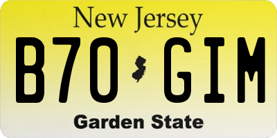NJ license plate B70GIM