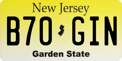 NJ license plate B70GIN