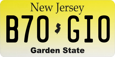 NJ license plate B70GIO