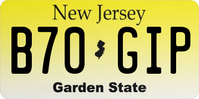 NJ license plate B70GIP