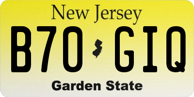 NJ license plate B70GIQ